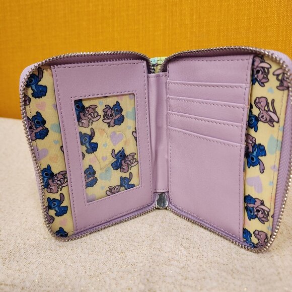 Loungefly Disney Lilo and Stitch Angel Corduroy Pastel Color Block Zip Wallet - Picture 12 of 13
